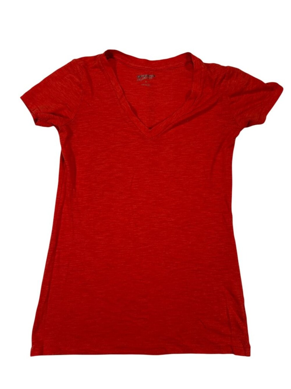 Arizona Jean Co Womens Red V-Neck T-Shirt S Casual Slim Fit Lightweight